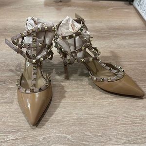 Kaitlyn pan rock stud lower heels high ankle straps